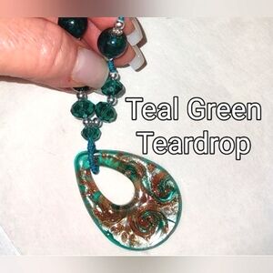 Teal Green Murano Glass Pendant